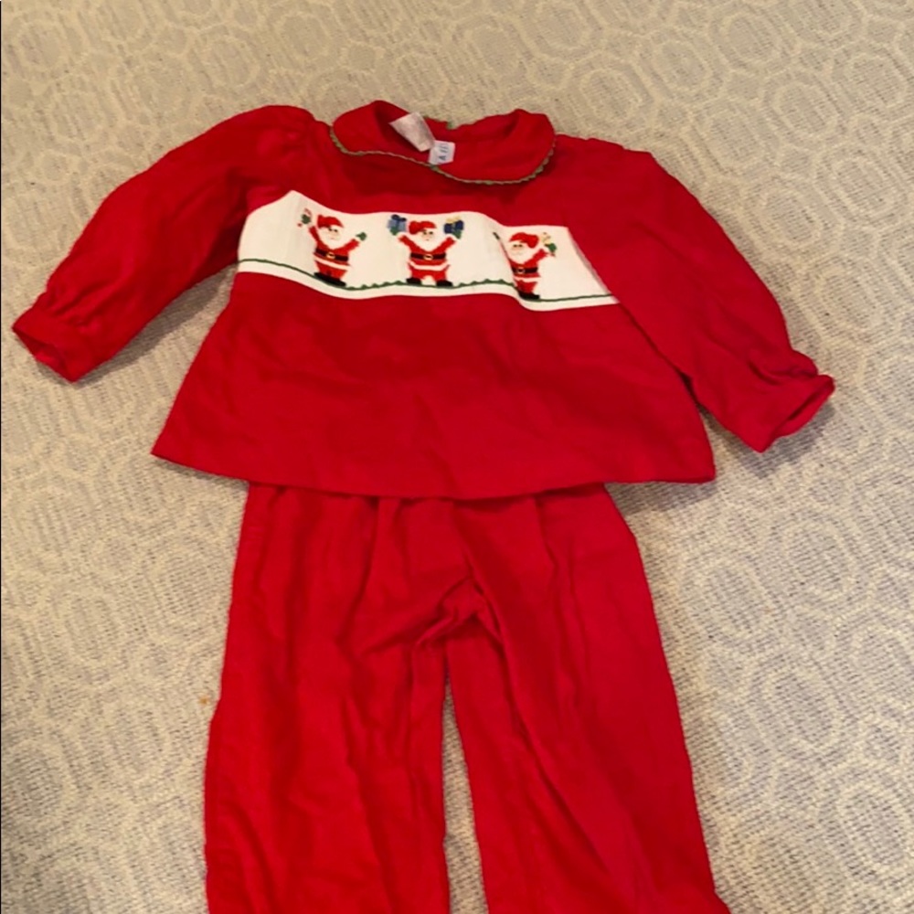 Vive La Fête 2 piece smocked Santa set